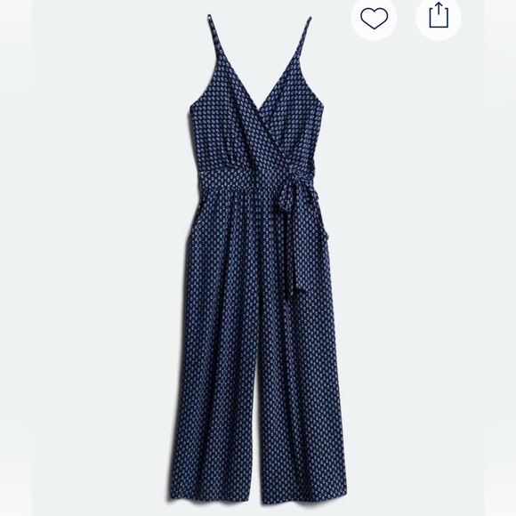 Stitch Fix Kaileigh Rica Knit Crop Navy Pattern Jumpsuit - Picture 1 of 8